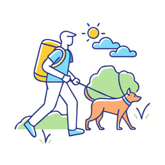 hiking with dog vector icon, hiking with dog vector illustration-simple illustration of hiking with dog, perfect for hiking with dog logos and icons and themed design 