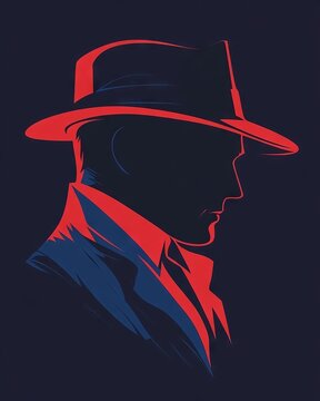 Silhouette of a man in a fedora hat
