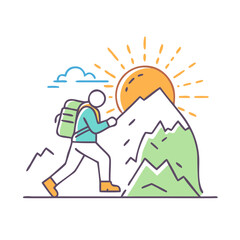 sunrise hike vector icon, sunrise hike vector illustration-simple illustration of sunrise hike, perfect for sunrise hike logos and icons and themed design 