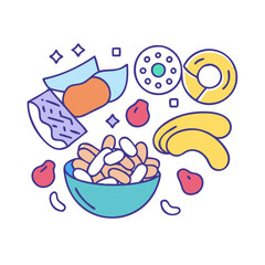 trail mix and snacks vector icon, trail mix and snacks vector illustration-simple illustration of trail mix and snacks, perfect for trail mix and snacks logos and icons and themed design 