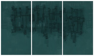 Interior abstract triptych wall