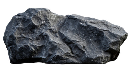 Fototapeta premium Isolated rough black stone with raw texture, isolated on transparent background