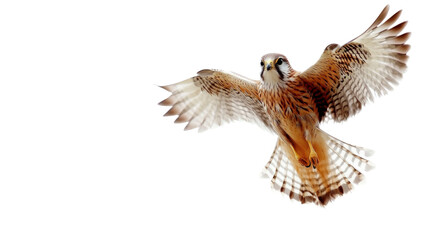 Kestrel hovering in the air, isolated on transparent background