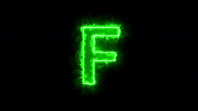 Alphabets "F" neon animation, Capital alphabets neon light blue color Alphabet "F", Neon Glowing letter on black background,