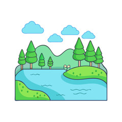freshwater lake vector icon, freshwater lake vector illustration-simple illustration of freshwater lake, perfect for freshwater lake logos and icons and themed design 
