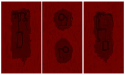 Interior abstract triptych wall