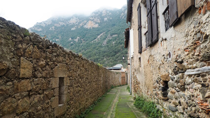 Old village Villefranche de conflent in the mountains of France, attractions, European fortress