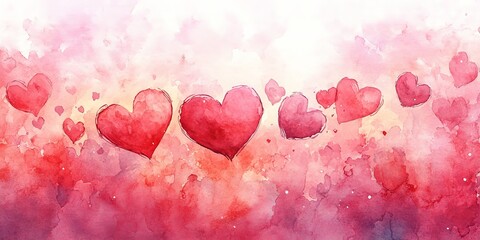 A watercolor illustration of floating hearts blending into soft pastel clouds. Perfect for Valentine's Day, greeting cards, and romantic designs.
