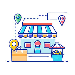 local street market vector icon, local street market vector illustration-simple illustration of local street market, perfect for local street market logos and icons and themed design 