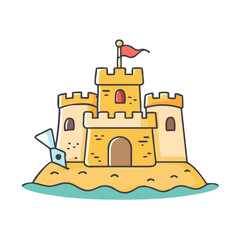 sandcastle on the beach vector icon, sandcastle on the beach vector illustration-simple illustration of sandcastle on the beach, perfect for sandcastle on the beach logos and icons and themed design 