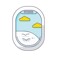 airplane window view vector icon, airplane window view vector illustration-simple illustration of airplane window view, perfect for airplane window view logos and icons and themed design 