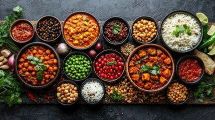 A Colorful Array Of Indian Dishes And Ingredients
