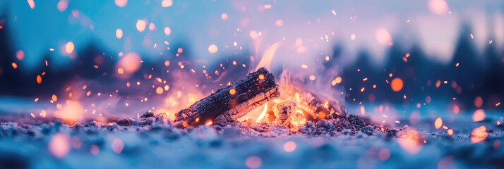 Winter Bonfire: Embers Glow in the Snow