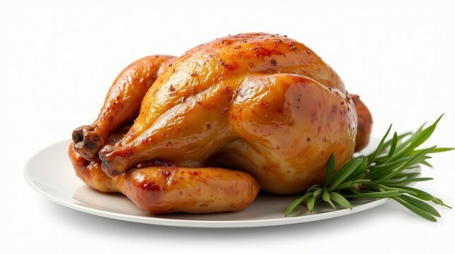 frango assado realista no fundo branco 