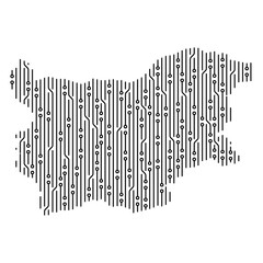 Bulgaria map circuit board representing digital technology and innovation