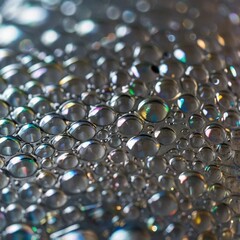 Texture of drops and bubbles, close-up, water