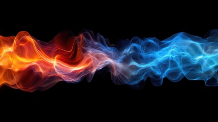 A spectacular explosion of Holi powders fills the air with vibrant hues of red, blue, and orange. The colors blend and swirl dynamically, creating a festive atmosphere