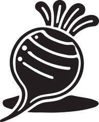 Silhouette of a beetroot with leaves, perfect for farming, organic food, health, and vegetable-themed vector illustrations. Editable EPS format.