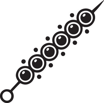 recommend clip art: Silhouette of a BBQ skewer with various food items, ideal for grilling, barbecue, and cooking-themed vector illustrations. Editable EPS format.