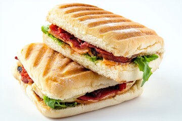Two Grilled Paninis with Roasted Red Peppers and Cheese