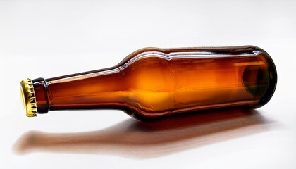 Fototapeta premium Amber glass bottle lying on its side.