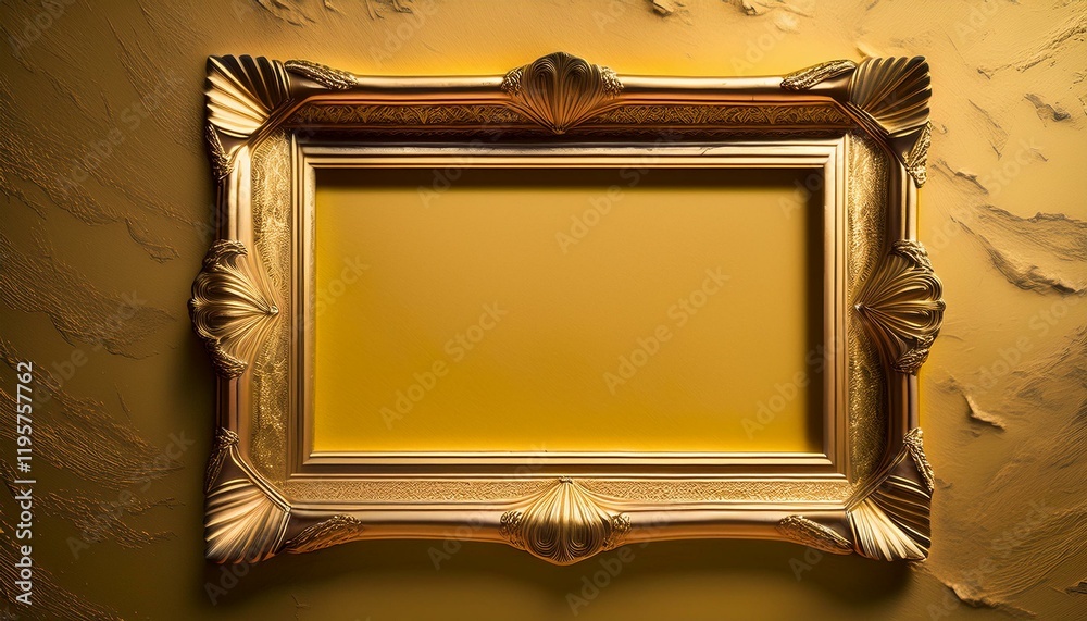 Wall mural Ornate gold frame against a textured gold background.