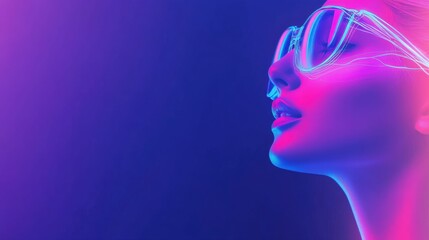 Stylish woman in neon lighting with cyberpunk vibes