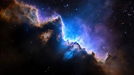 Fototapeta premium A beautiful blue and purple cloud in the sky with many stars