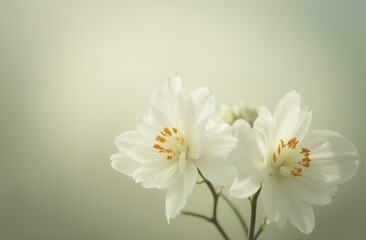 Obraz premium White delicate flowers on a light misty background