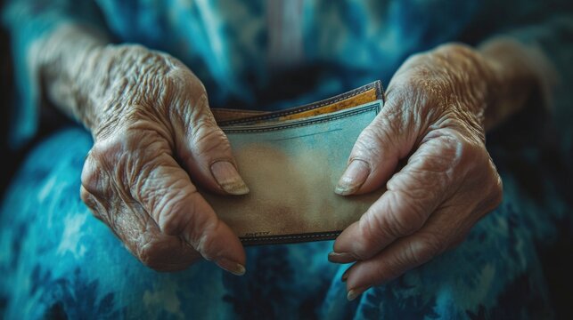 Elderly Hands Gently Holding Cards