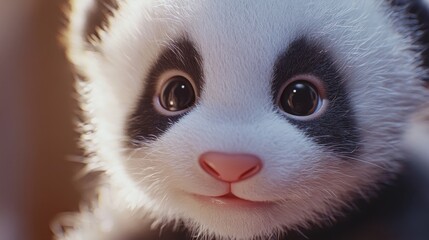 Cute cartoon panda with big eyes and fluffy fur