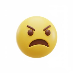 Fototapeta premium Yellow angry emoji face 3D Icon isolated on white background