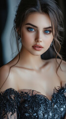 A woman with long dark hair