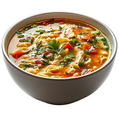 Delicious Chicken Noodle Soup Transparent Background.