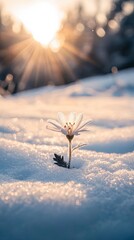 Winter Bloom: A Delicate Flower in the Snow