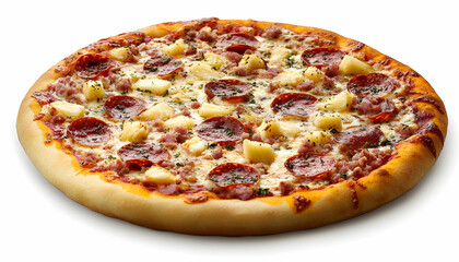 Supreme Pizza topped with Salami Cheese and Pineapple
