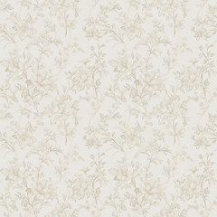 Beige Floral Seamless Pattern Background with delicate flowers