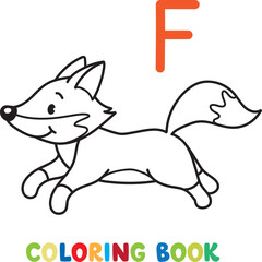 Funny fox. Alphabet F. Animals coloring book