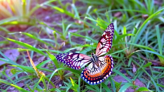 LD Butterfly flying off the grass in sunshine 4K