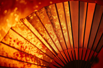 Elegant decorative fan displaying vibrant colors and intricate details