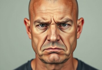 Obraz premium Bald man with stern expression