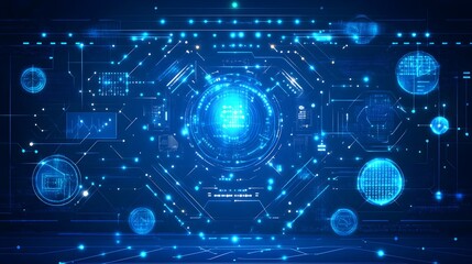 Abstract Futuristic Technology Background Digital Blue Network Circuit Board Glowing Lines Elegant Modern Design Innovation Graphic Illustration High 