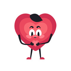 Cute Heart Character Emotion Cartoon Adorable Mascot. Vector illustration for Valentines Day designs, love-themed projects, and emotional content.  