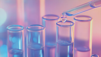 Pipette Dropping A Sample Into A Test Tube - Closeup