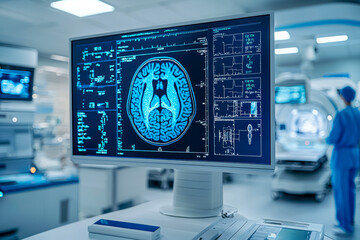 Cutting-edge Medical Imaging Suite Brain Scan on Display with Advanced Diagnostic Tools for High-Tech Healthcare