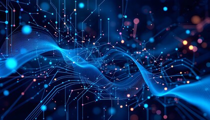 Obraz premium Explore the Future: Artificially Distorted Manufacturing Backdrop with Nanotechnology Motif Powered by Generative AI