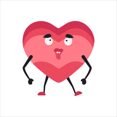 Cute Heart Character Emotion Cartoon Adorable Mascot. Vector illustration for Valentines Day designs, love-themed projects, and emotional content.  