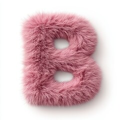Soft Pink Furry Letter B Decorative Alphabet Art for Kids Room
