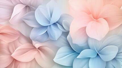 Fototapeta premium An abstract floral composition with soft pastel tones, intricate patterns of petals and leaves