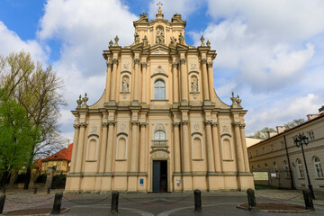 Fototapeta premium Poland, Warsaw. Exterior. Church of St. Joseph or Visitationist Church. Roman Catholic, situated at Krakowskie Przedmiescie 34. Notable rococo design, completed in 1761.